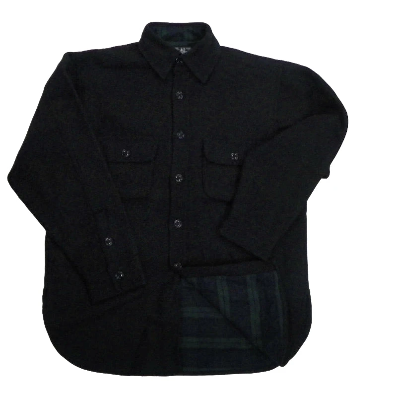 Flannlsl Linlsd Wool Button Down Shirt - Midnight Black 3 Flannlsl Linlsd Wool Button Down Shirt - Midnight Black