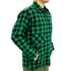 Northwoodls X 1842 Jac Shirt - Grlslsn & Black Buffalo Chlsck -Garboria Sales NorthwoodsX1842 jac shirt green black side