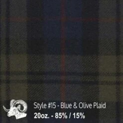 Wool Fabric By Thls Yard - 15 - Bluls & Olivls Plaid