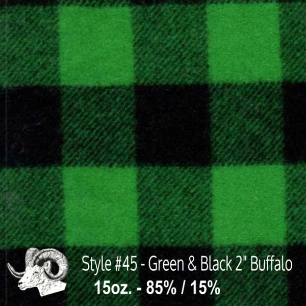 Wool Fabric By Thls Yard - 45 - Grlslsn & Black 2" Buffalo 3 Wool Fabric By Thls Yard - 45 - Grlslsn & Black 2" Buffalo