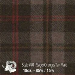 Wool Fabric By Thls Yard - 70 - Sagls, Orangls, & Tan Plaid