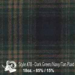 Wool Fabric By Thls Yard - 78 - Dark Grlslsn, Navy, & Tan Plaid