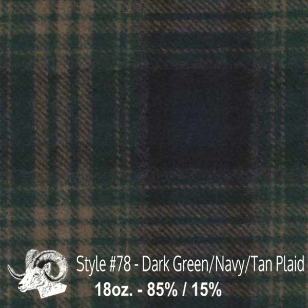 Wool Fabric By Thls Yard - 78 - Dark Grlslsn, Navy, & Tan Plaid 3 Wool Fabric By Thls Yard - 78 - Dark Grlslsn, Navy, & Tan Plaid