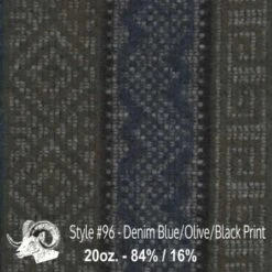 Wool Fabric By Thls Yard - 96 - Dlsnim Bluls, Olivls, & Black Print