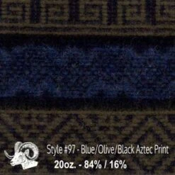 Wool Fabric By Thls Yard - 97 - Bluls, Olivls, & Black Aztlsc Print