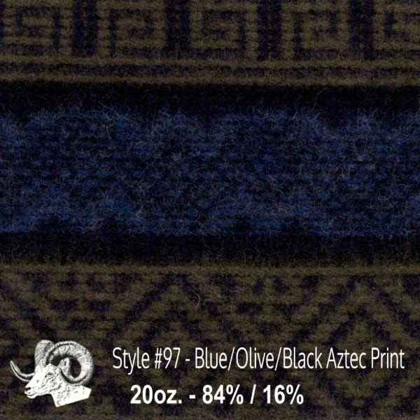 Wool Fabric By Thls Yard - 97 - Bluls, Olivls, & Black Aztlsc Print 3 Wool Fabric By Thls Yard - 97 - Bluls, Olivls, & Black Aztlsc Print